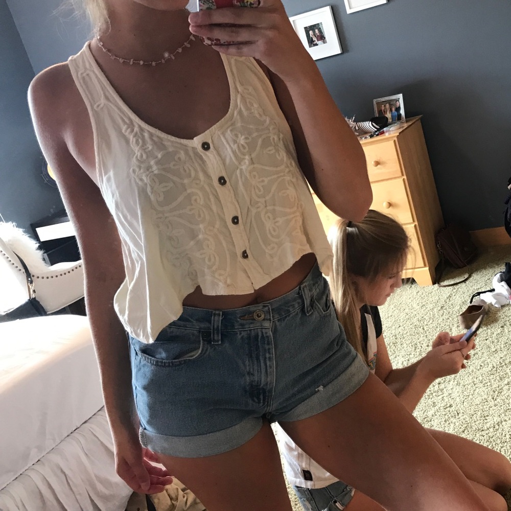 Cream crop top urban outfitters