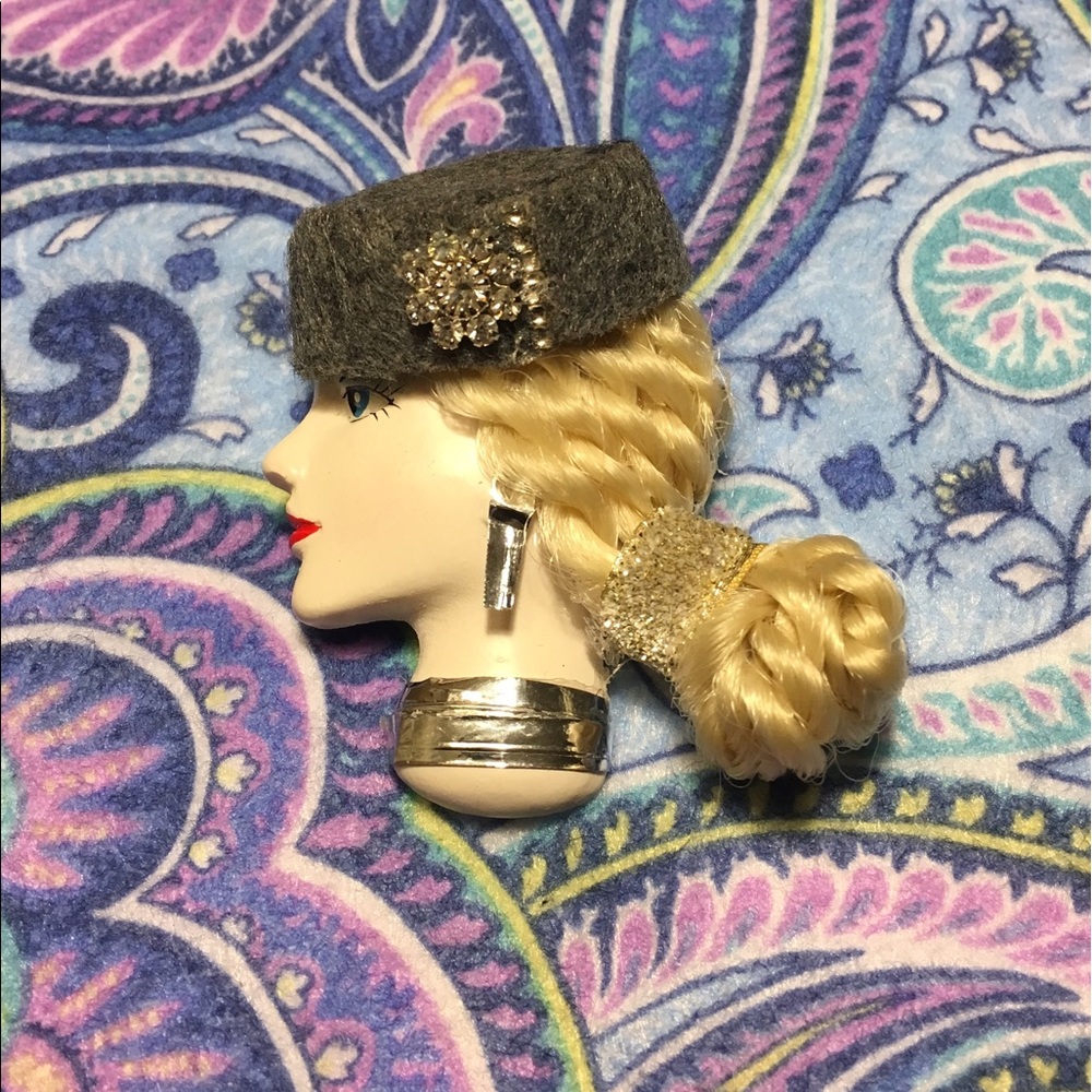 SOLD. Princess Lithuania Lady Face Pin.