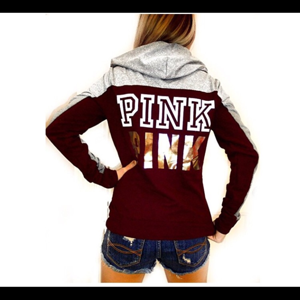 Love Pink Printed Hooded Sweatshirt