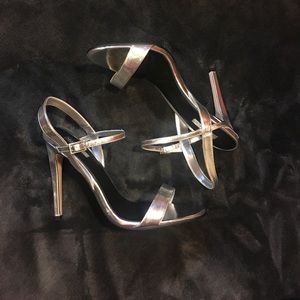 TOPSHOP silver strap heels