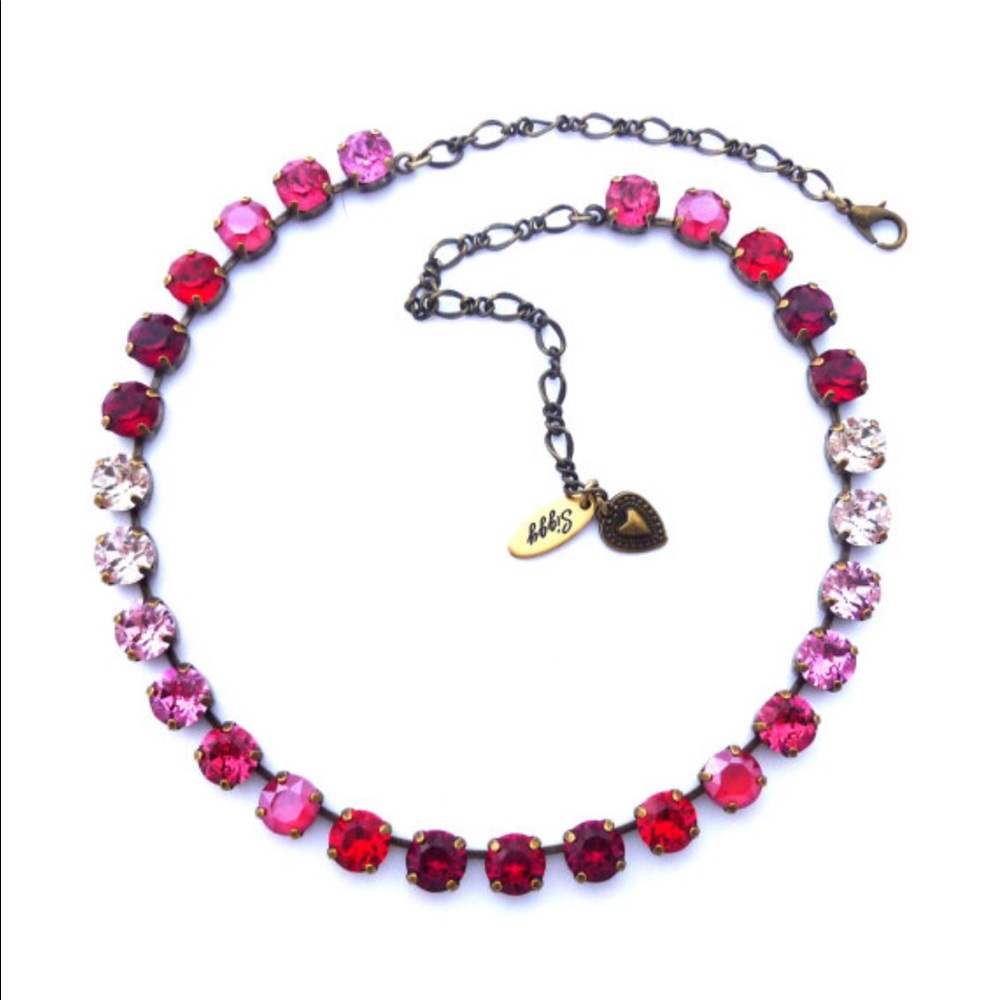 Swarovski Crystal Pink and Red Ombré Necklace