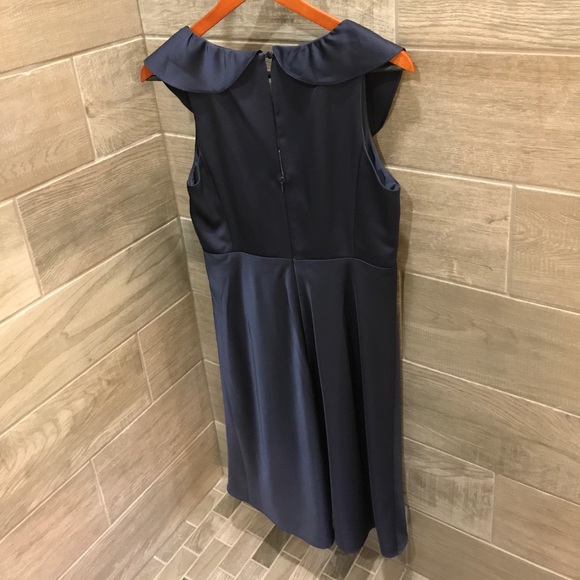 J Crew Rosalind ruffle faux wrap dress navy - Picture 2 of 4