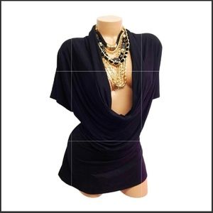 SEXY DIVA Goth BLACK BABYDOLL LOW COWL Top