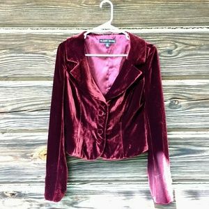 Blanc Noir Maroon Velvet Retro Style short Jacket
