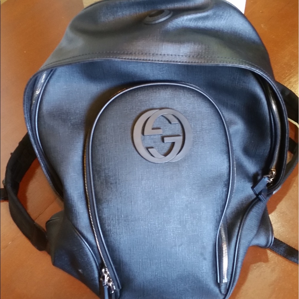 Black leather Gucci Backpack