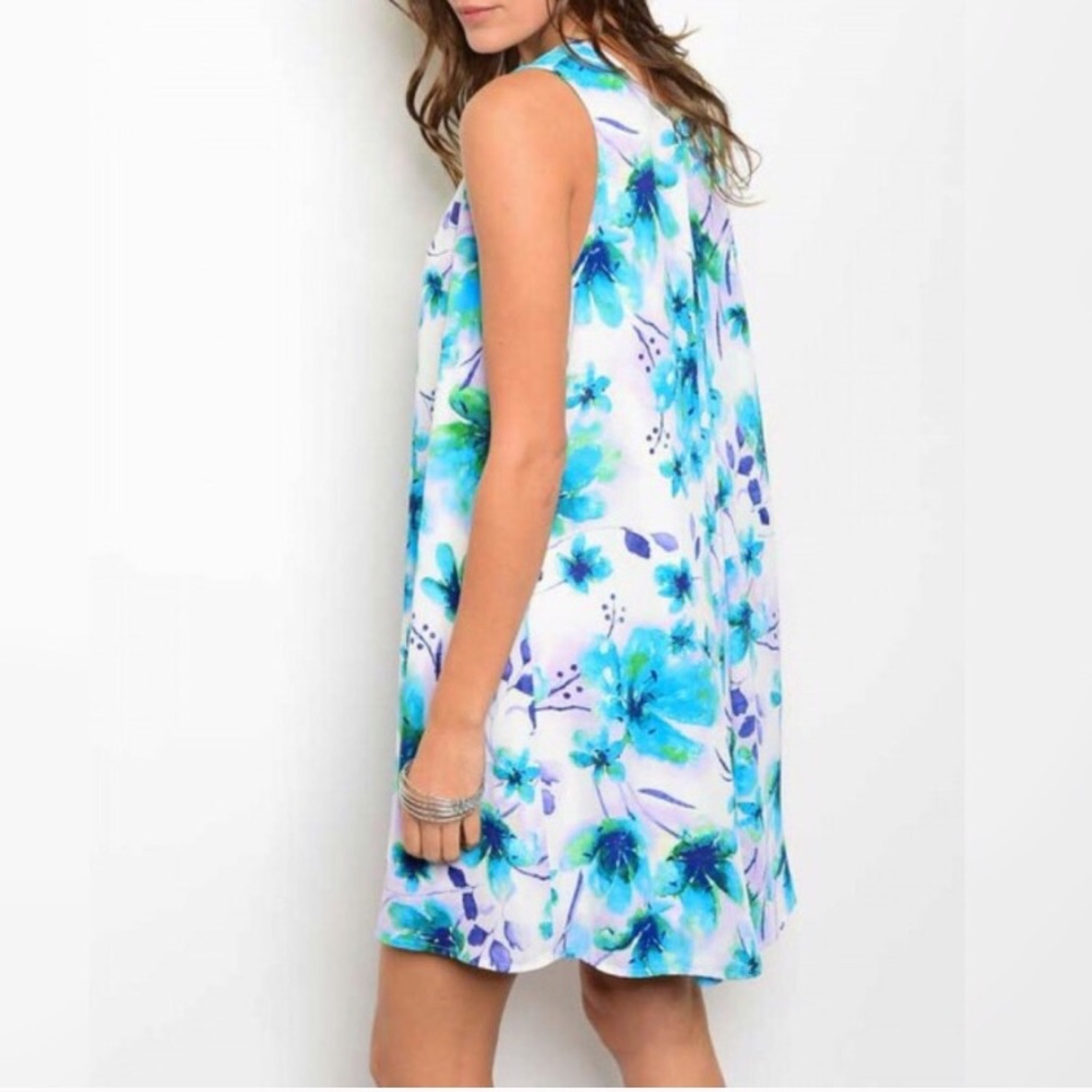 Blue and Ivory Floral dress! - Picture 2 of 2