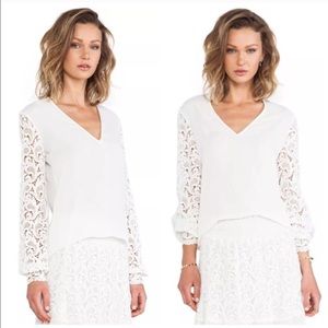 ALEXIS WHITE V NECK CROCHET TOP
