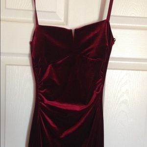 Red Velvet Spaghetti Strap Gown