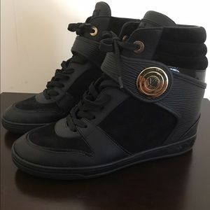 Louis Vuitton Leather Canvas Noir Wedge Sneaker