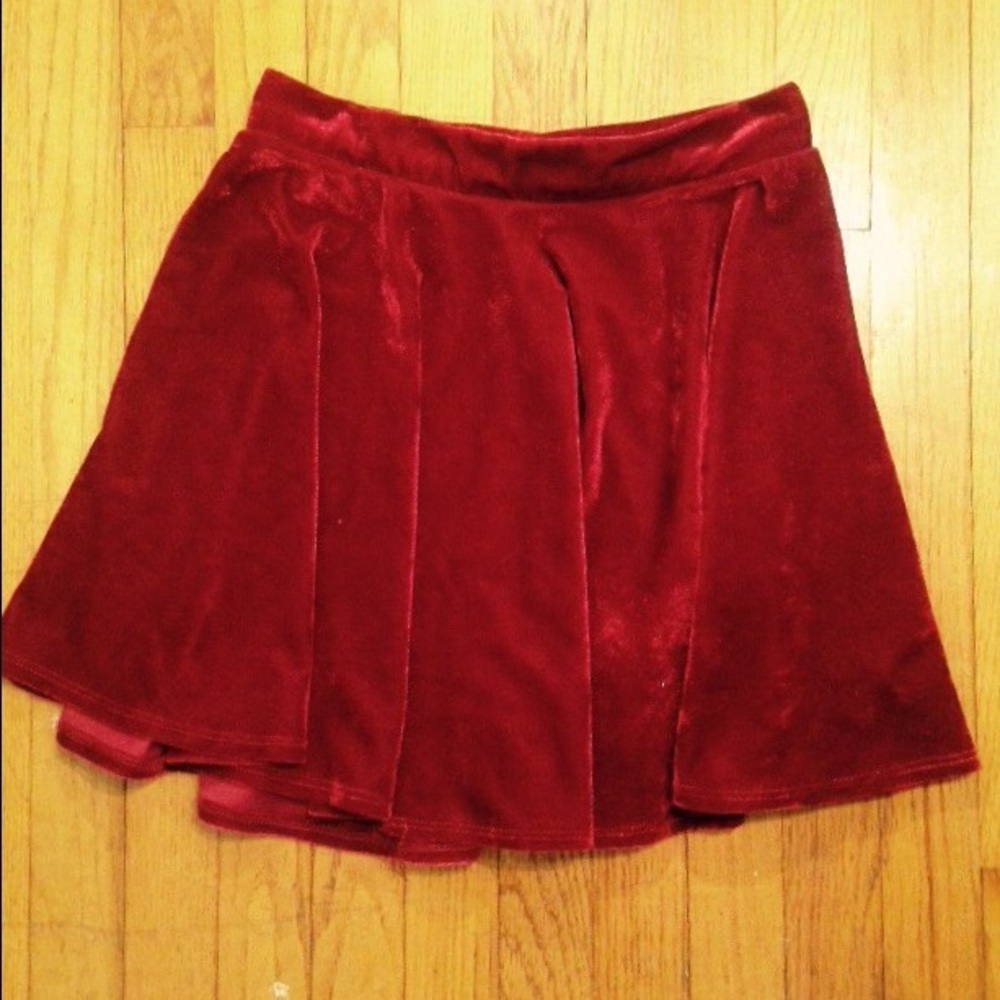 Burgundy velvet skater skirt