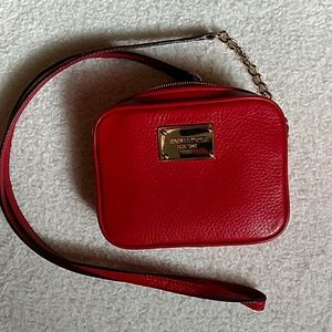 Michael Kors red and gold chain cross body