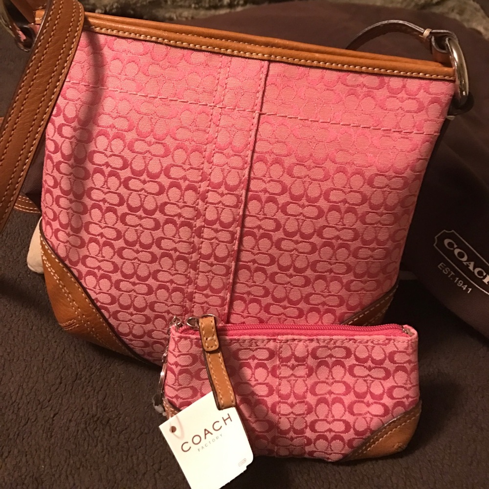 Authentic Pink Coach Purse with matching wallet.