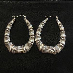 Sterling silver bamboo hoops