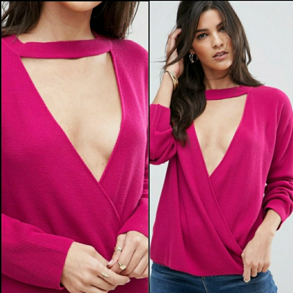 🌸ASOS Choker Detail Deep V Sweater