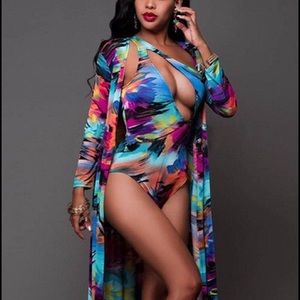One Piece Swimsuit with Kimono Jacket