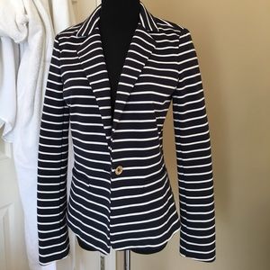 Michael Kors navy blue and white striped blazer