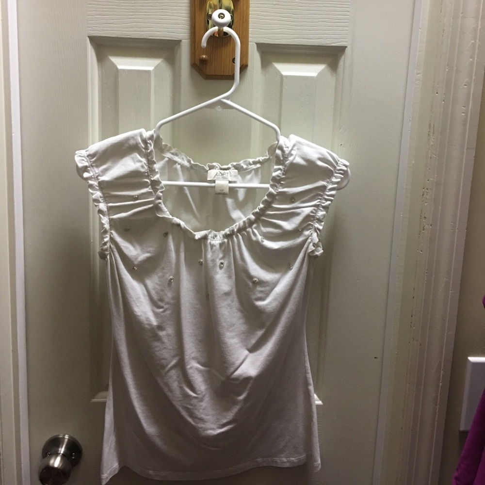 Ann Taylor Loft cotton white dressy tank