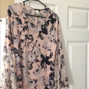 Mid thigh length beautiful dress with bell sleeves