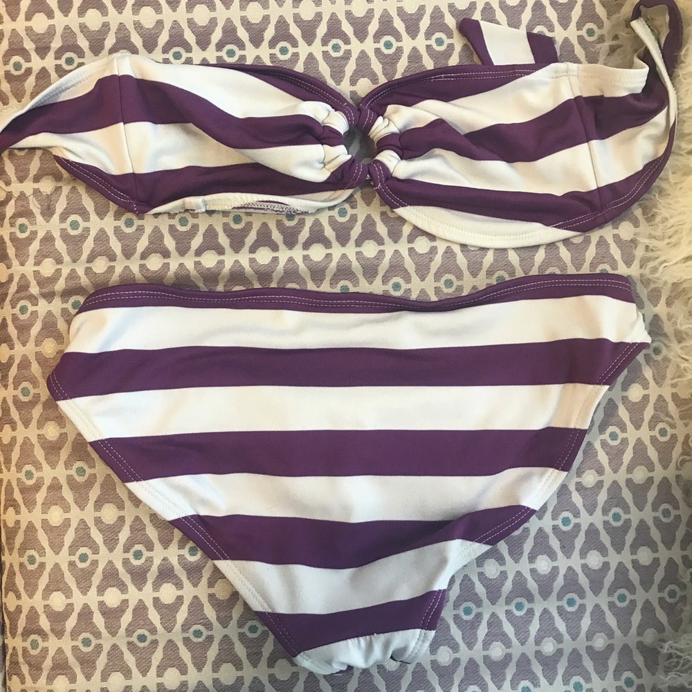 Xhilaration purple and white striped bikini