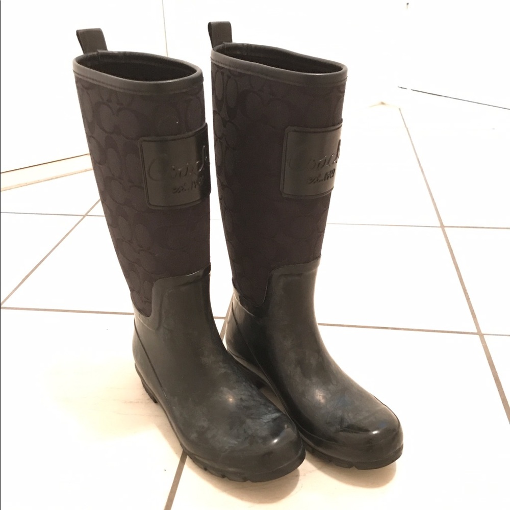 Black Coach Rainboots size 6