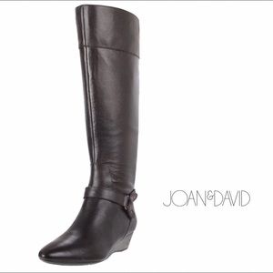 EUC Leather Wedge Heel Boot w/ Decorative Harness