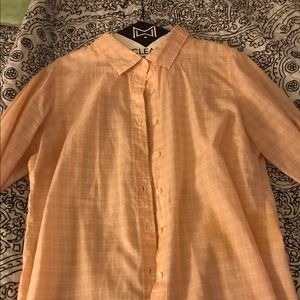 J Crew tangerine check blouse size 10