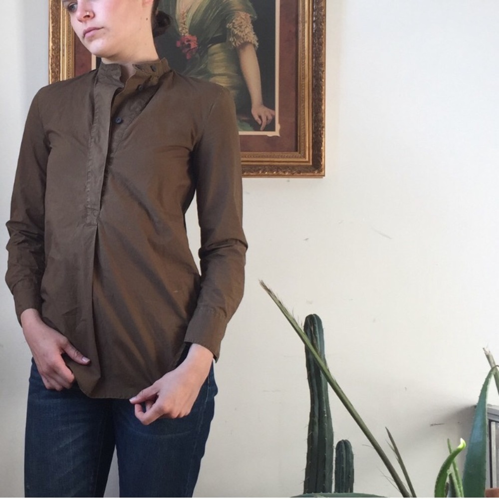 Madewell collarless buttonup
