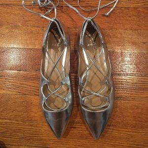 Banana Republic silver lace up flats