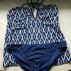 Converse White and Blue Tankini + Bottoms