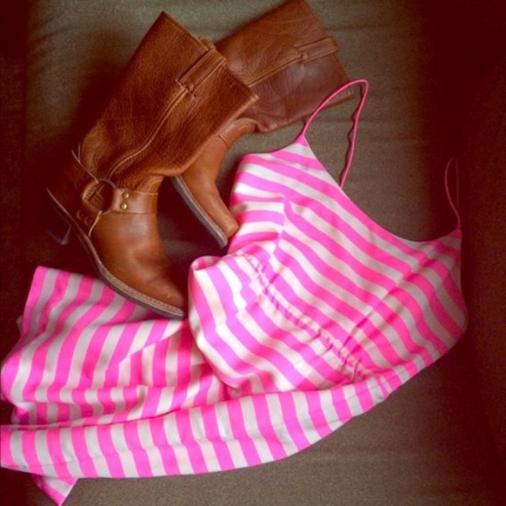 SALE! J. Crew Pink & White Blouson Dress