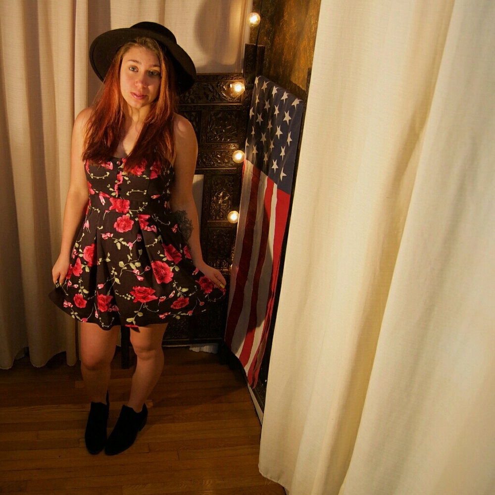 Black floral dress