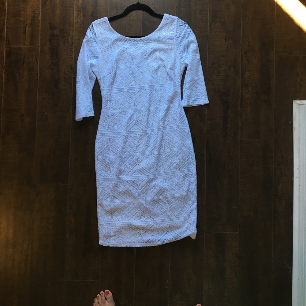 White Lace Pattern Dress