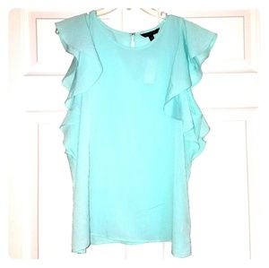 NWT Teal Flutter Sleeve Blouse