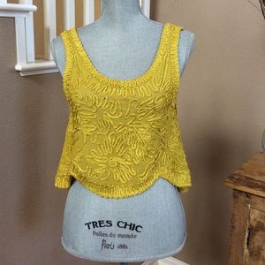 Gold and Yellow Free People Embellished Crop Top