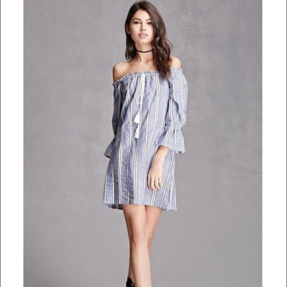 Off-the-Shoulder Striped Dress