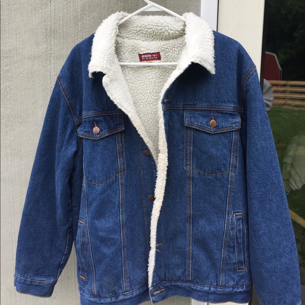 Red Ranch Heavy Denim Jacket with Wool Lining