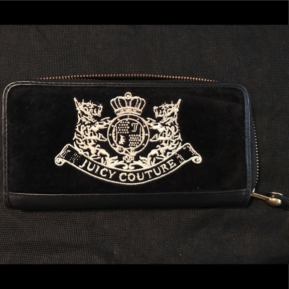 Juicy Couture Black Velvet/Leather Wallet - Picture 1 of 3