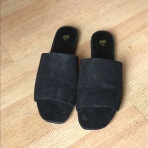 H&M Black Suede Mules sz 40