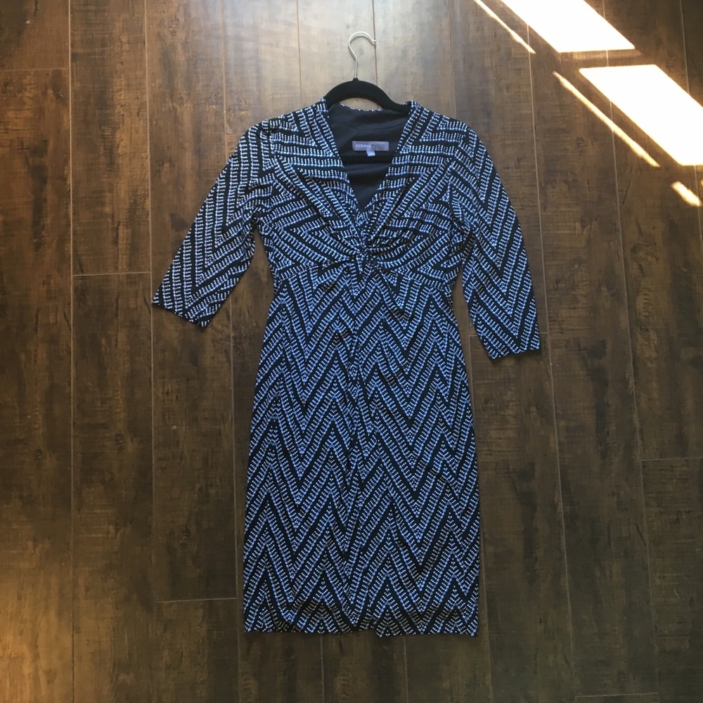Black &White patterned work dress