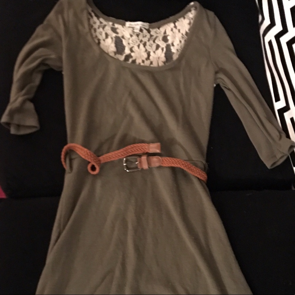 Olive Mini Dress With Belt