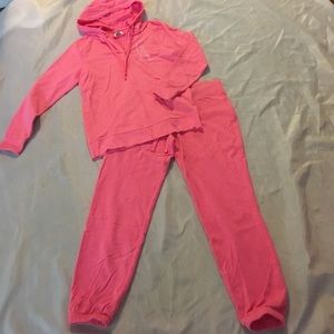 PINK matching zip-up hoodie & crop sweats