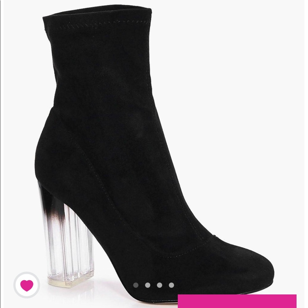 Sock boot with clear ombré heel