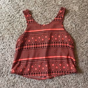 Light red & Black Crop Top