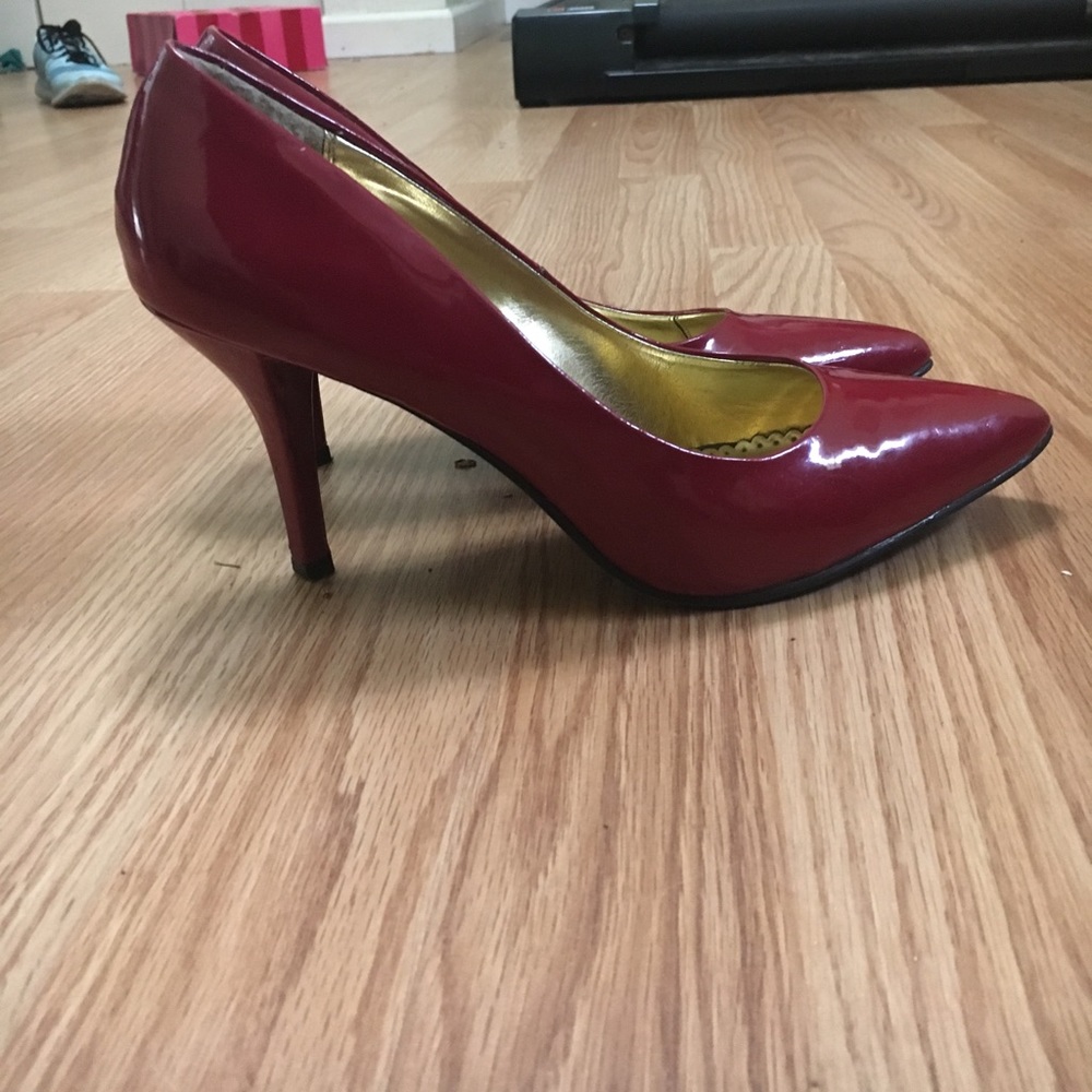Red pointy toe heels