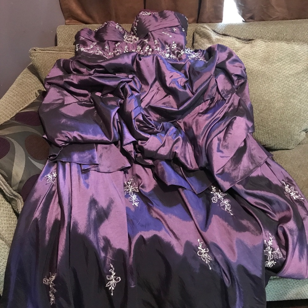 Purple ball style gown.