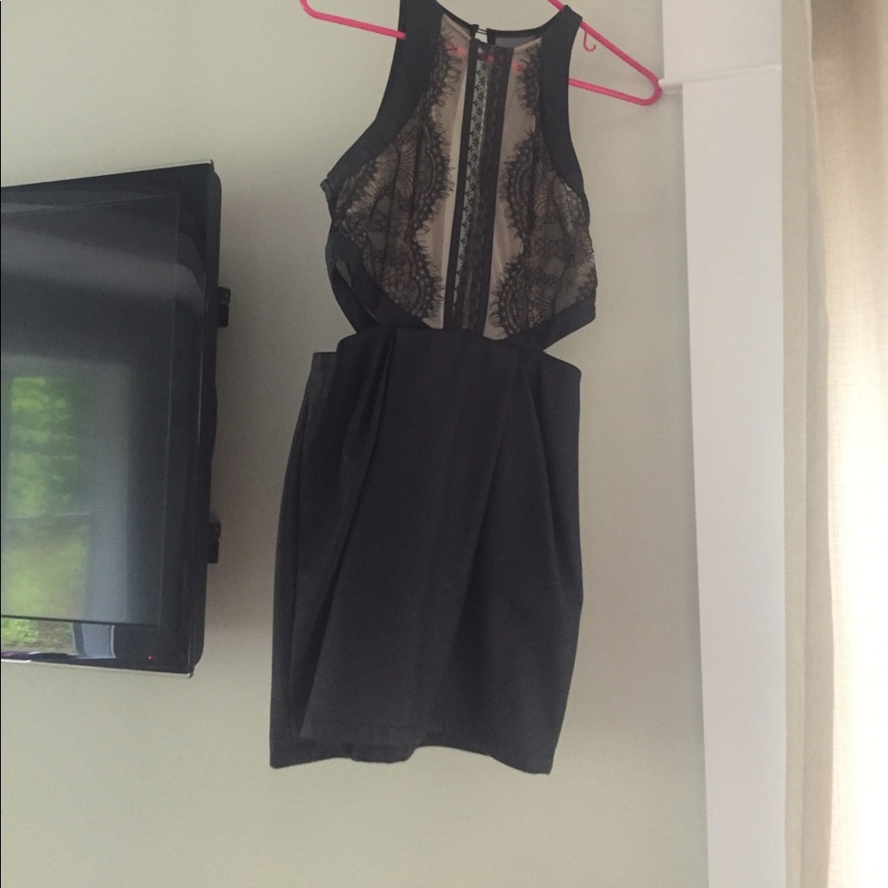 dress/sheer top with lace/leather