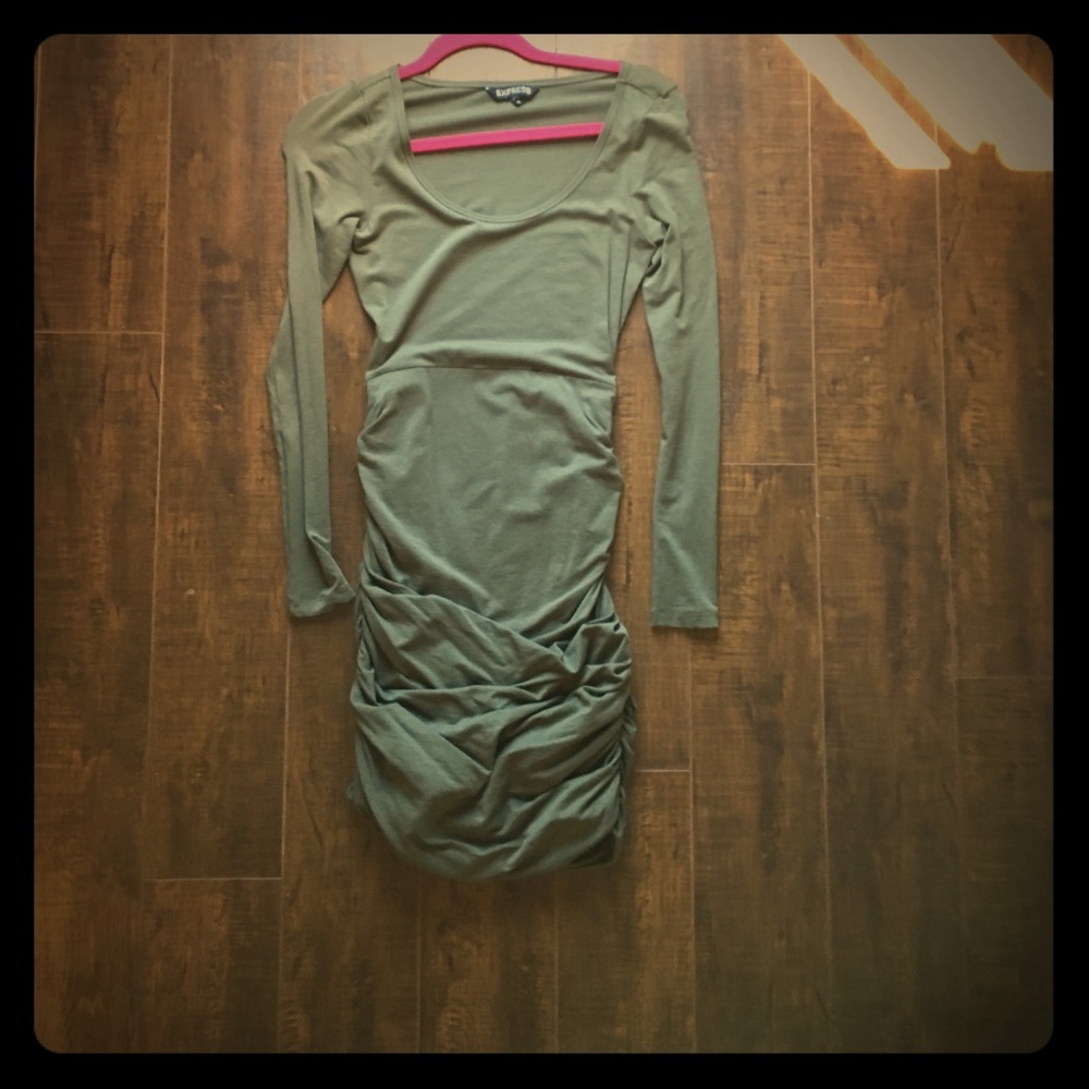 Express Extra Small Rouched Green dress