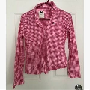 Gilly Hicks pink plaid button down shirt