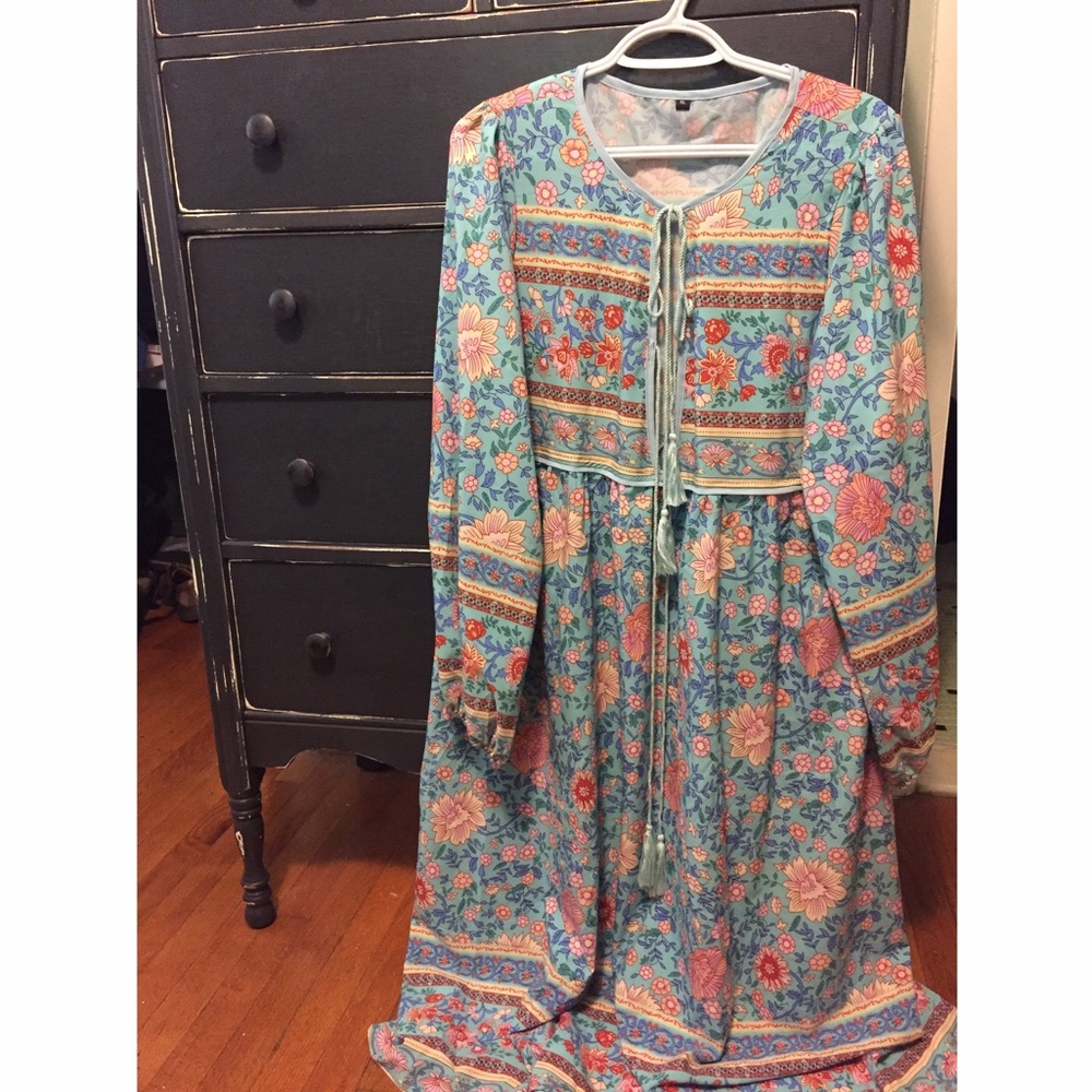 CELESTINE Floral Dress - Blue / XXL
