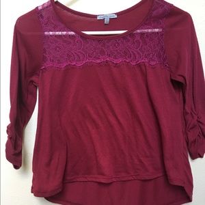 Wine red cropped sleeve